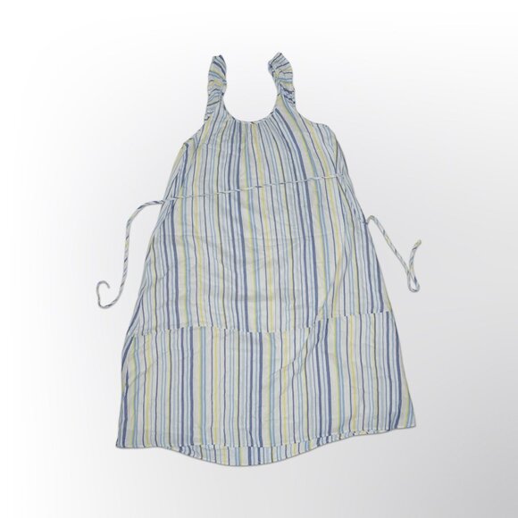 LOFT Striped Midi Dress - Blue, Yellow, and White - M - Picture 2 of 2